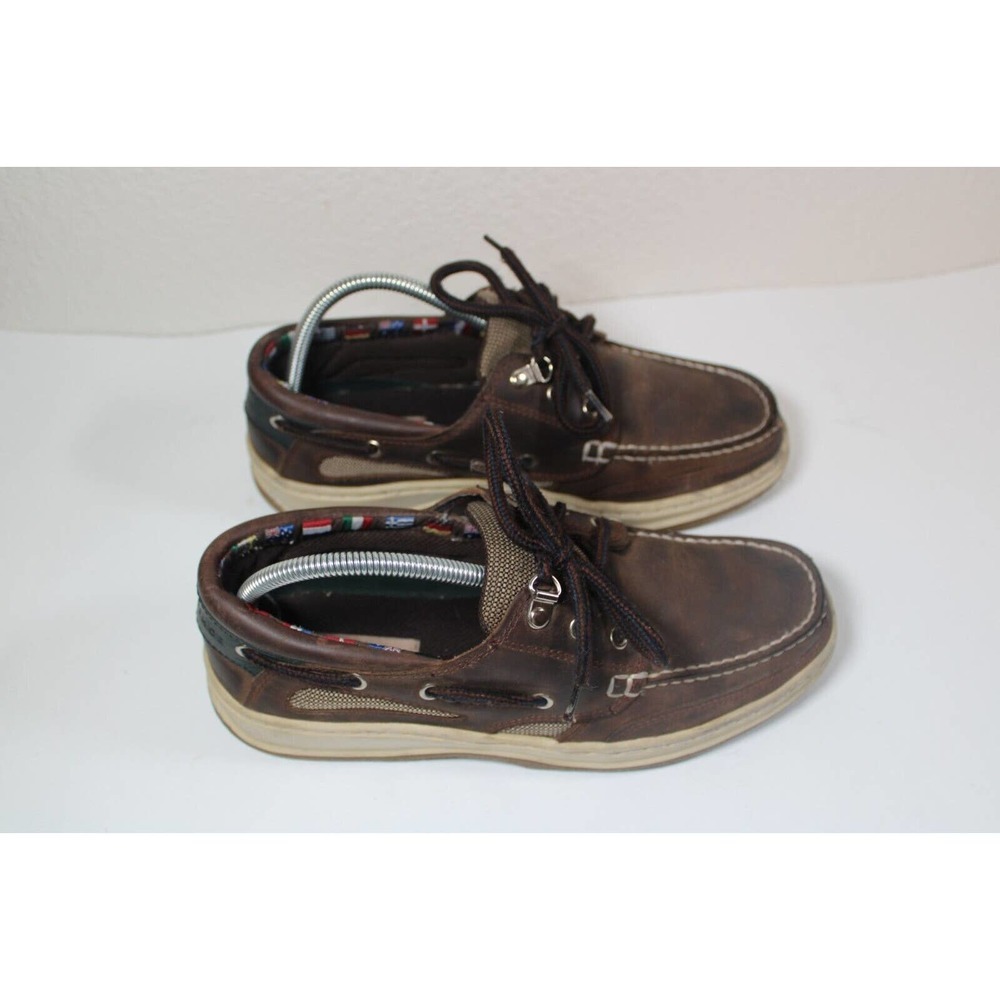 EARTH SHOES Mens Ken Brown Leather Lace Up Boat Shoe Loafer Size 8.5